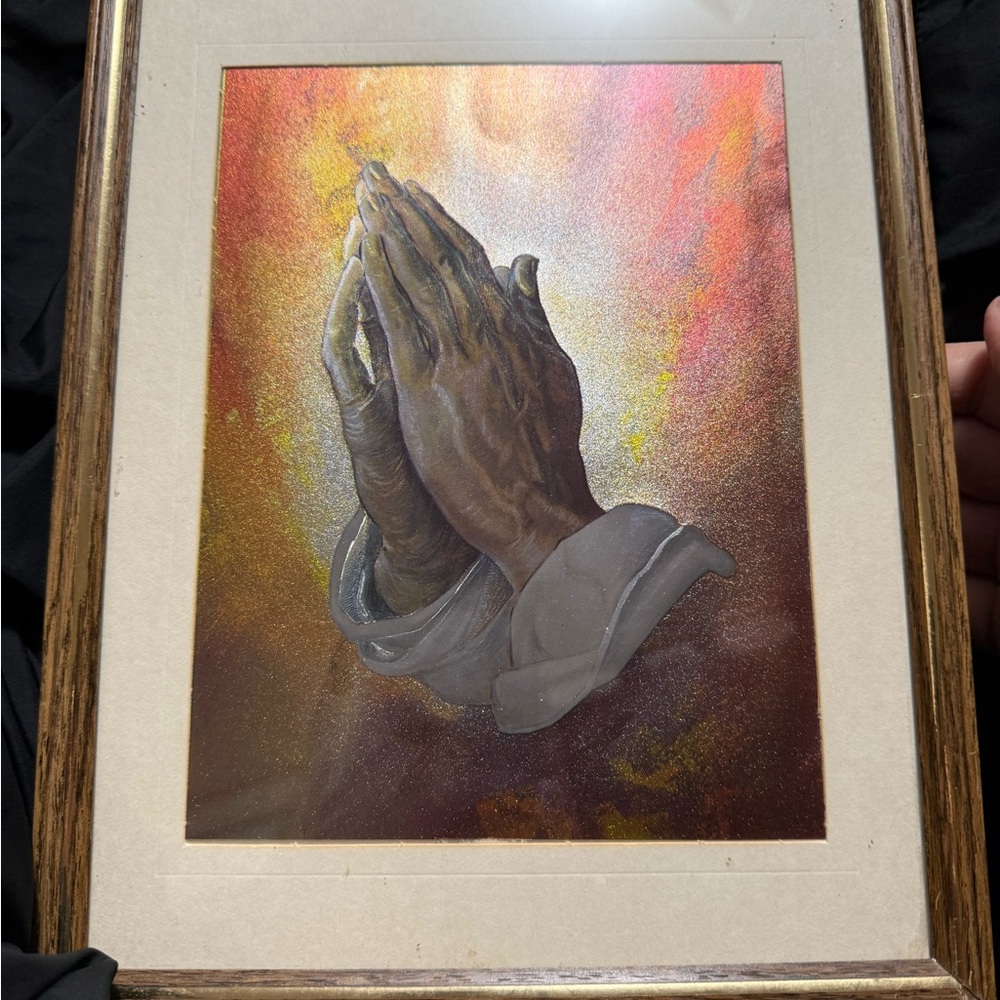 Vintage foil Prayer hands Praying Gallery Wall Oddity decor Religious